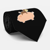 Baby-Affe-Reiten auf einem Schwein Krawatte (Gerollt)