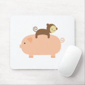 Baby-Affe-Reiten auf einem Schwein Mousepad (Mit Mouse)