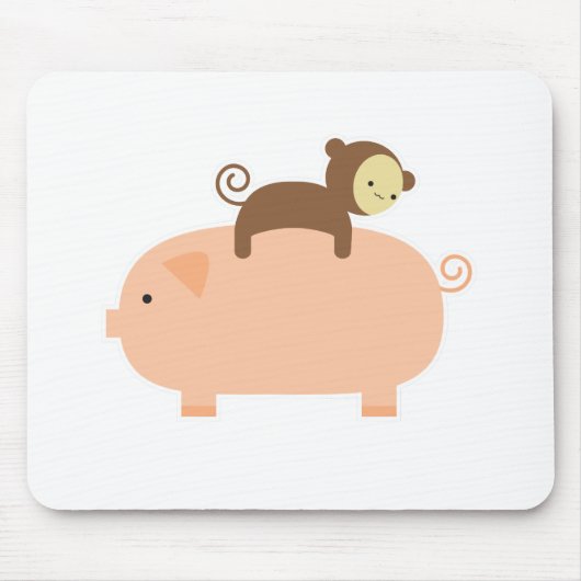 Baby-Affe-Reiten auf einem Schwein Mousepad (Vorne)