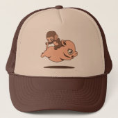 Baby-Affe-(rückwärts gehend auf ein Schwein) Hut Truckerkappe (Vorderseite)