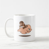 Baby-Affe (rückwärts gehend auf ein Schwein) Kaffeetasse (Links)