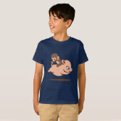 Baby-Affe (rückwärts gehend auf ein Schwein) T-Shirt (Vorne ganz)