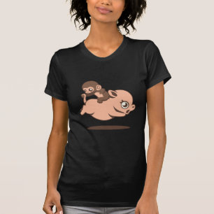 Baby-Affe (rückwärts gehend auf ein Schwein) T-Shirt