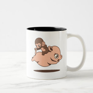 Baby-Affe-(rückwärts gehend auf ein Schwein) Tasse