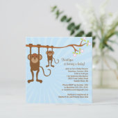 Baby-Affe-Safari-Babyparty-Einladung Einladung (Stehend Vorderseite)