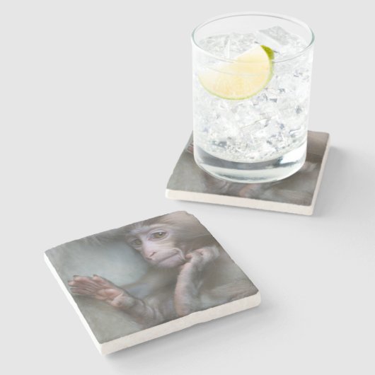 Baby-Affe Steinuntersetzer (Seitenansicht)