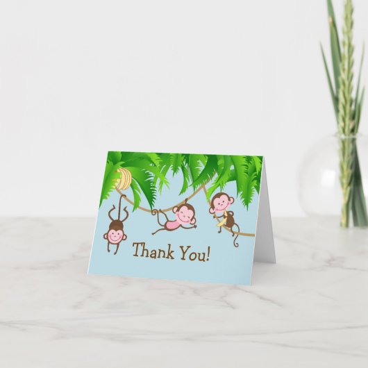 Baby Affen Danke Note Card (Vorderseite)
