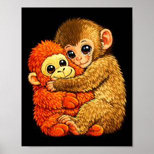 Baby-Affen-Schlag - lustiges Affen-Plüschspielzeug Poster