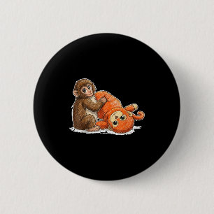 Baby-Affen-Schlag süßes Meme-Grafik-T-Shirt  Button