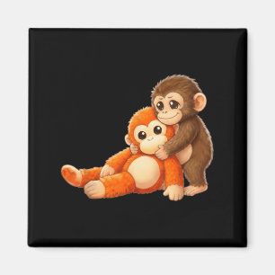 Baby-Affenteam schlägt süßes Tier Retro-Stil für Magnet