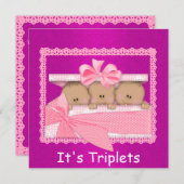 Baby African American GIRL Triplets Baby Dusche Einladung (Vorne/Hinten)