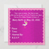 Baby African American GIRL Triplets Baby Dusche Einladung (Rückseite)