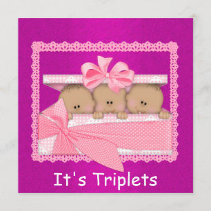 Baby African American GIRL Triplets Baby Dusche Einladung