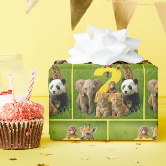 Baby African Animals With a Big Number Two Geschenkpapier (Geburtstagsparty)