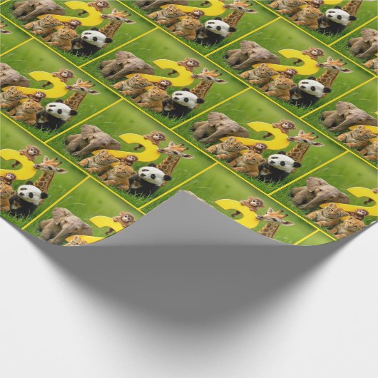 Baby African Animals With a Big Number Two Geschenkpapier (Ecke)