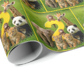 Baby African Animals With a Big Number Two Geschenkpapier (Rolleneckpunkt)