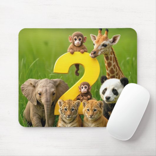 Baby African Animals With a Number Two Mousepad (Mit Mouse)