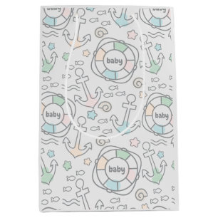 Baby Ahoy Nautical Baby Geschenktasche Mittlere Geschenktüte