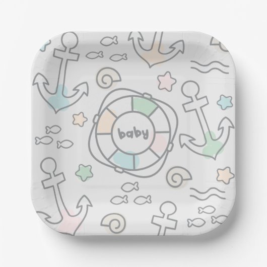 Baby Ahoy Paper Plate Pappteller (Vorderseite)