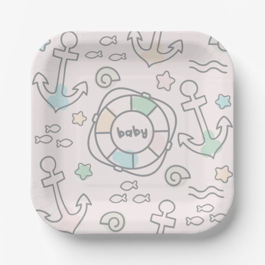 Baby Ahoy Paper Plate Pappteller (Vorderseite)