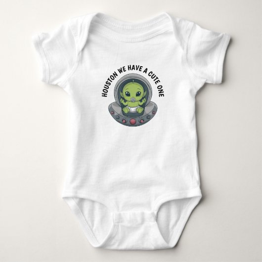 Baby Alien in UFO Strampler (Vorderseite)