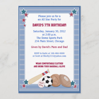 BABY ALL STARS Sport GEBURTSTAG Einladung