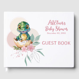 Baby Alligator hält Blumenbaby-Dusche fest Gästebuch