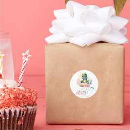 Baby Alligator hält Blumenbaby-Dusche fest Runder Aufkleber