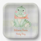 Baby Alligator Welcome Baby Boy Pappteller (Vorderseite)