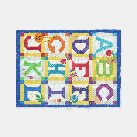 Baby Alphabet Quilt Design Fleecedecke (Vorderseite (Horizontal))