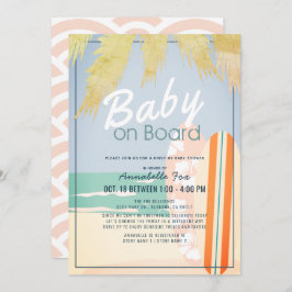 Baby an Board Beach Surf Girl Drive-by Baby Shower Einladung