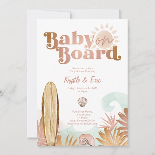 Baby an Bord Baby Dusche Einladung (Vorderseite)