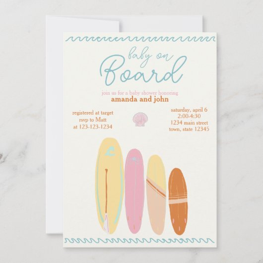 Baby an Bord Baby Dusche Ocean Thema Einladung (Vorderseite)