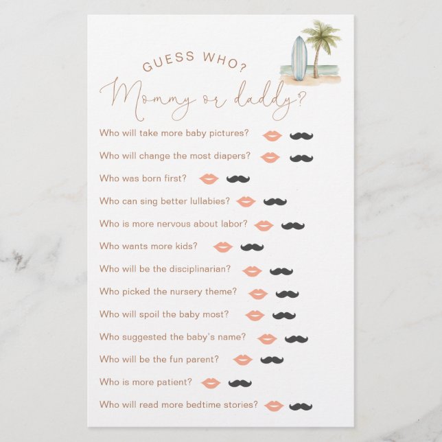 Baby an Bord Baby Dusche "raten Sie, wer" Spiel (Vorderseite)