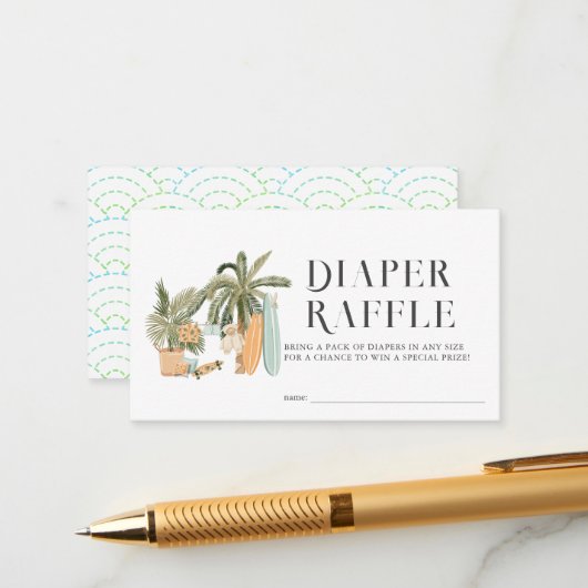 Baby an Bord Baby Showdusche Windeln Raffle Ticket Begleitkarte (Vorderseite/Rückseite Beispiel)