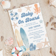 Baby an Bord Baby Shower Beach Einladung