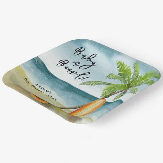 Baby an Bord Babydusche Pappteller (Gewinkelt)