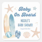 Baby an Bord Babydusche Quadratischer Aufkleber (Vorderseite)