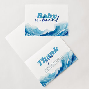 Baby an Bord Babydusche, Surf Baby Dankeskarte