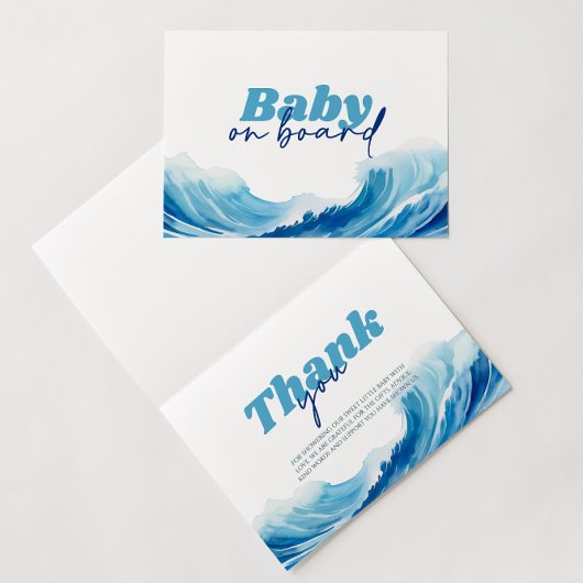 Baby an Bord Babydusche, Surf Baby Dankeskarte