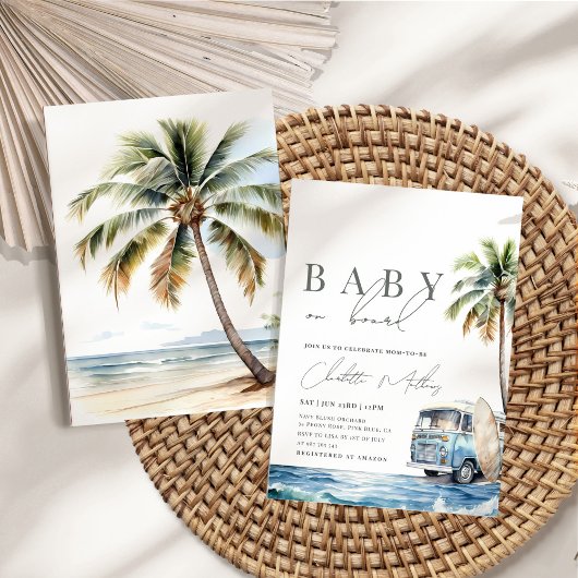 Baby an Bord Babydusche, Surf Beach Einladung