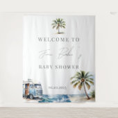 Baby an Bord Babydusche, Surf Beach Wandteppich (Vorderseite)