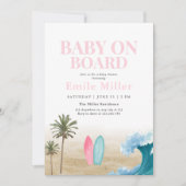 Baby an Bord - Babyshower, Surfstrand-Babyshower Einladung (Vorderseite)