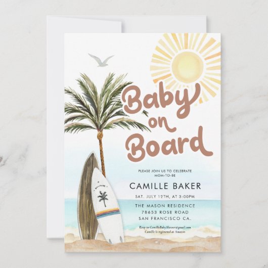 Baby an Bord Beach Baby Dusche Einladung (Vorderseite)