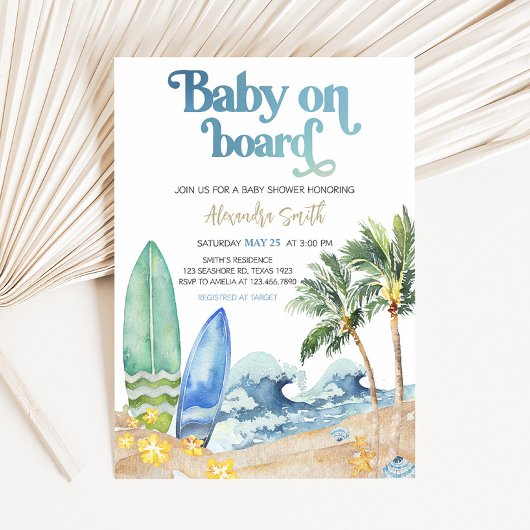 Baby an Bord Beach Baby Dusche Einladung