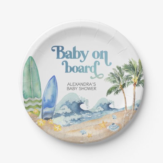 Baby an Bord Beach Baby Dusche Pappteller (Vorderseite)