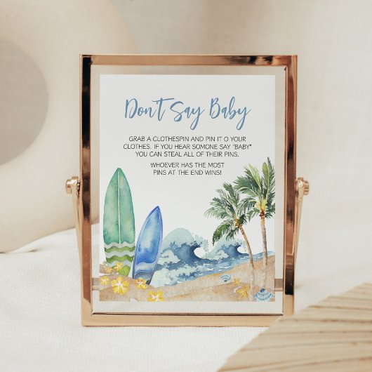 Baby an Bord Beach Baby Dusche Say Baby nicht Poster