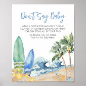 Baby an Bord Beach Baby Dusche Say Baby nicht Poster (Vorne)