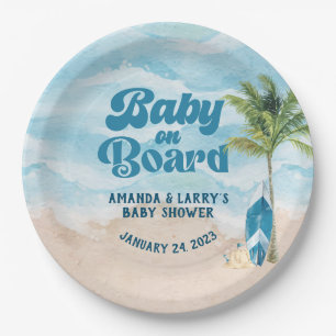 Baby an Bord Beach Boy Baby Shower Pappteller