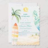 Baby an Bord Beach Surf Baby Dusche Einladung (Vorderseite)